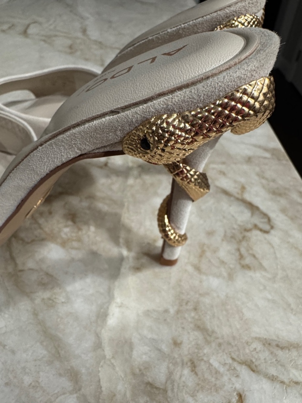 Aldo Seashella Cream Suede Pointed-Toe Heeled Mules- Women's Size 7.5 NEW - Picture 5 of 11